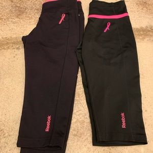 Reebok Pink Ribbon Fitness Leggings, Size Small